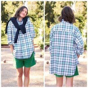 Frank & Eileen Blue and Green Plaid Blouse